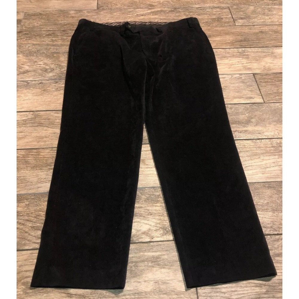 IZOD Mens‎ Thin Welt Corduroy Pants Straight  Flat Front Sz  40 X 30 Black Nice